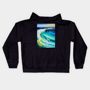 Surfer riding a Wave Kids Hoodie